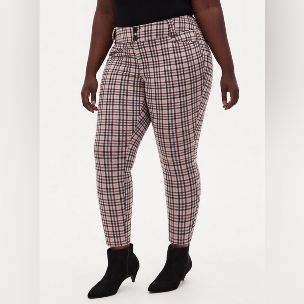 torrid Pink Plaid Tapered Trouser Pants